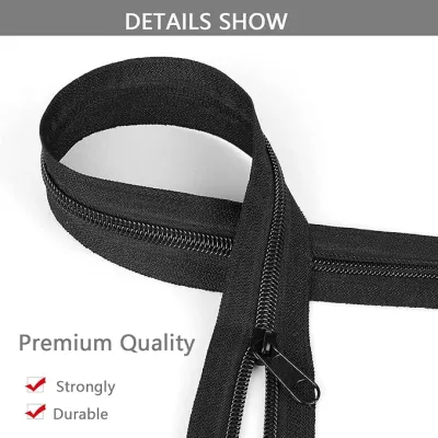 Extra Long Coil Zipper Zippers for Sewing Nylon Coil Zipper by The Meters Replacement Sewing Zipper with free Zipper Sliders for DIY Sewing Craft Bags (Black/White Color)
