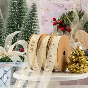 1 roll 9m gold Ribbon Packaging Ribbons Just For You heart star forever love Printed DIY Flower Gifts Wedding Decor Packaging Materials