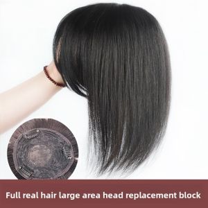 【B.Q】20/30cm 100% Human Hair Piece Black And Dark Brown Hair Topper Hair Replacement Cover White Hair Breathable And Lightweight Wig Increase Hair Volume For Woman