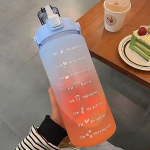 RL 2L Water Bottle Frosted Motivational with Time Marker & Straw-BPA Free Gift Flip-Flop Lid Sticker COD