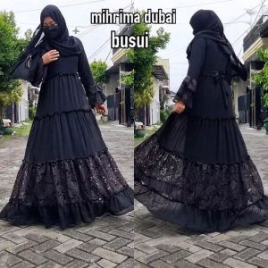 [ABAYA ORI] New Abaya Gamis Maxi Dress Arab Saudi Bordir Zephy Turki Umroh Dubai Turkey India Wanita Hitam 289 (Mihrima)