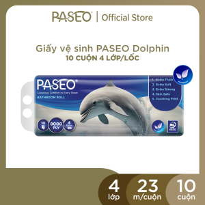 [DEAL SỐC BLACKFRIDAY] Lốc 10 cuộn Giấy Vệ Sinh Paseo Dolphin Cao Cấp (4 Lớp) - Tan Nhanh Trong Nước