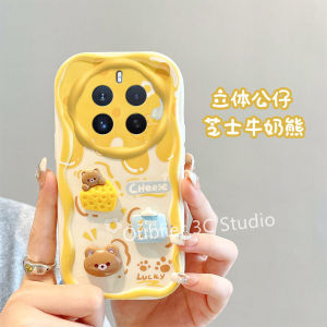 Casing Realme 12X 12+ 12 Pro + Plus 11X 11 NFC 5G 4G Phone Case New Design 3D Doll Cute Cartoon Bear Cream Silicone Lens Protection Soft Cover with Bracelet 2024