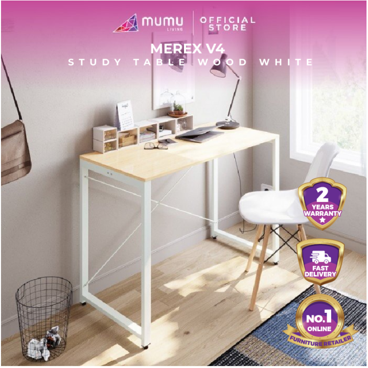 [MUMU Living] Merex V4 Study Table - Wood White | Lazada