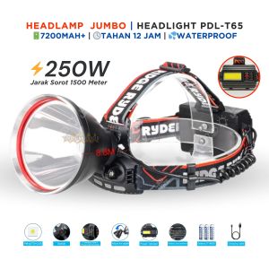 Senter kepala 250 Watt HEADLIGHT PLD-T65 Bisa Power Bank Ngecas HP | senter proyek | senter kepala jumbo 250 Watt | senter kepala aoki 250w | headlamp aoki 250w | senter 250 watt | senter kepala original | senter kepala 250w - TOKO SINAR AUDIO