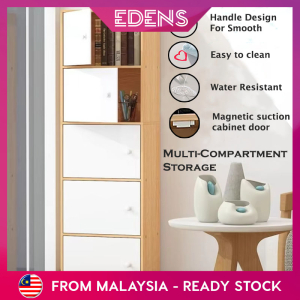 EDENS 6 Layer Storage Cabinet Bookshelf With Door Wooden Multi Layer Living Room Floor Standing Storage Rack - Fulfilled by Edens