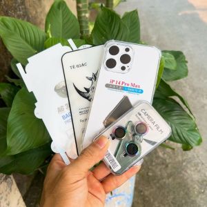 Combo cường lực tê giác + ốp lưng + mắt camera + dán PPF full viền 7 8 plus xs max xr 11 12 13 14 15 pro max