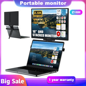 ZEUSLAP 16" 2.5K Portable Monitor for 13-17 Inch Laptop QHD 1080P IPS 180 Swivel Built-in Stand Plug and Play Laptop Monitor Extender Compatible with Mac Win Dex Switch PS5