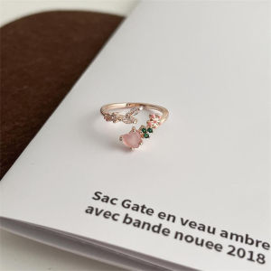 OR🧸 Cincin Terbuka Zirkon Cinta Berlapis Ganda/ Jari Telunjuk Wanita Dengan Kepribadian Khusus Kelas Atas/ Gaya Baru Terbuka Yang Dapat Disesuaikan COD