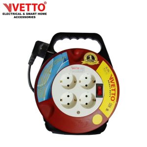 Vetto Kabel Roll 10 Meter V2815/10M + Switch - Rol 4 Lubang 10M Full Switch SNI