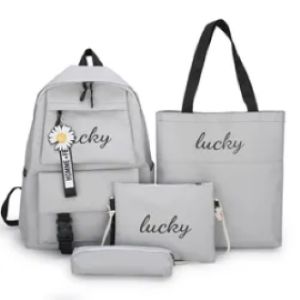 Tas Ransel Set Wanita Sekolah Multifungsi 4 IN 1 Backpack Set Isi 4 pcs