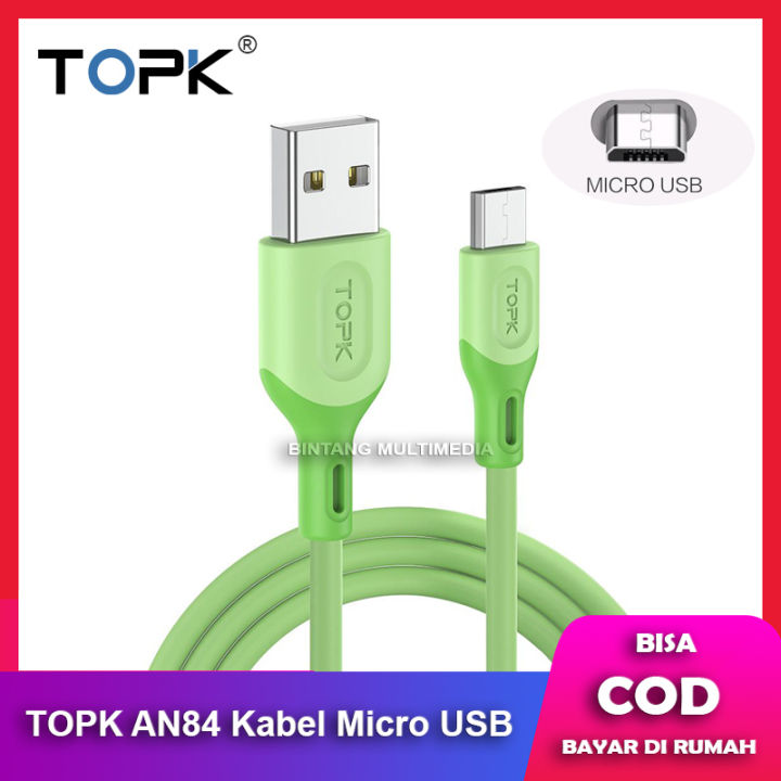 TOPK AN84 Kabel Micro USB untuk Charger dan Data Fast Charging 3A 1 Meter Quick Charge QC 3.0
