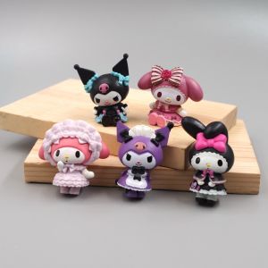 5Pcs/Set 4cm Sanrio Kuromi My Melody Figure Doll Cake Topper DIY Doll Birthday Cake Decoration Model Desktop Toy Car Decoration Gifts for Children