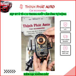 Giá Đỡ Điện Thoại Tự Động Trên Ô Tô C13 Kiêm Sạc Không Dây Thiết Kế Trong Suốt -Hàng Cao Cấp