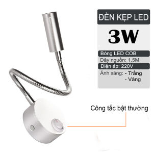 Đèn đọc sách đầu giường 220V Đèn trang trí gắn tường Bóng Led rọi điểm 3W - DW002