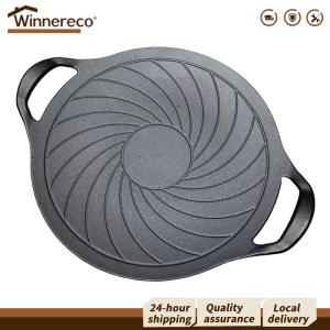 [Winnereco Flagship Mall] 15 Inch Iron Grill Pan Nonstick Grill Skillet Griddle for Outdoor Grilling