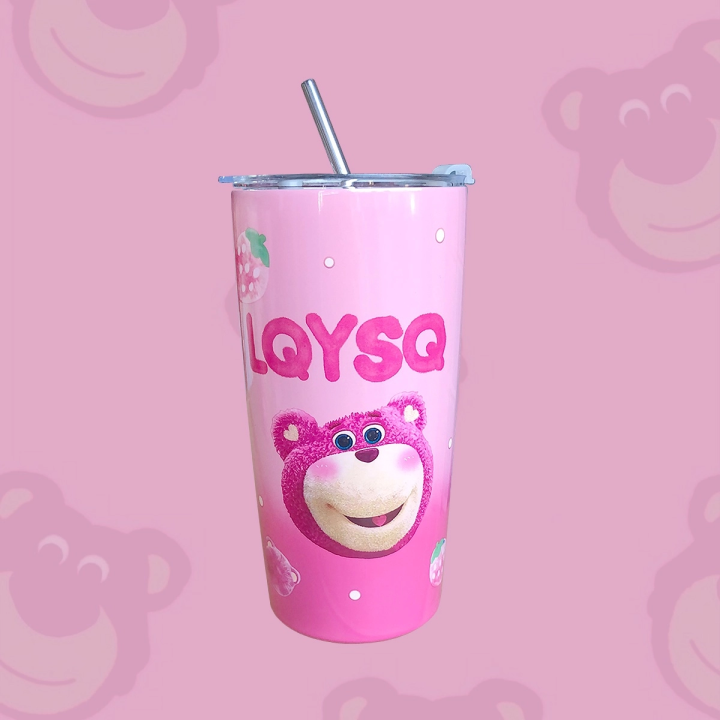 [ HCM Hỏa Tốc ] Ly Giữ Nhiệt Gấu Dâu Lotso Bear 500ml Kèm Ống Hút Siêu ...