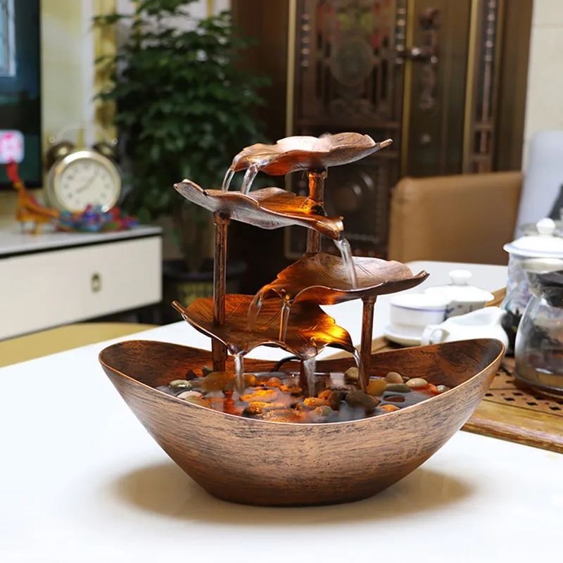 thumbnail image 2 of Indoor Tabletop Water Fountain With Light Show – Battery Or USB Powered, Includes River Rocks, For Office & Home Decor 2 of 12