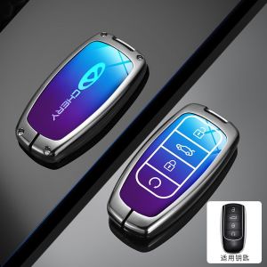 Zinc Alloy Glossy Gradient Color Leather Shell Smart Car Key Fob Case Cover Chain Protector Remote Holder Buttons Protection Keychain For Chery Omoda 5 E5 C5 Tiggo 7 8 9 Pro e+ Plus Jaecoo J7