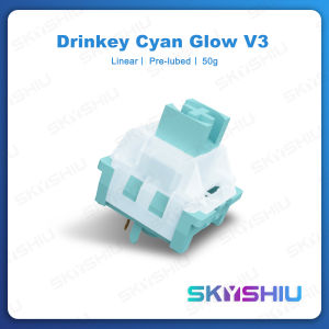 DRINKEY Switch Cyan Glow V3 5 PIN Linear 50g Công Tắc Bàn Phím Pre-lubed Màu Xanh Sáng SKYSHIU