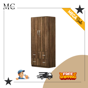 【LOCAL SELLER】ALAN COFFEE 2 DOOR OPEN WARDROBE ( FREE DELIVER & INSTTALLION)