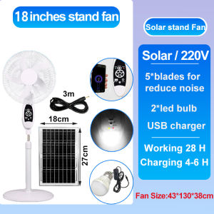 solar electric fan Standing Solar Powered Outdoor Rechargeable Solar Electric Fan With Solar Panel And Battery USB Charging and LED Lighting