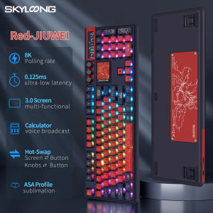 SKYLOONG GK104 Pro คีย์บอร์ดแบบกลไกไร้สาย3โหมด8KHzแบ็คไลท์ RGB ขนาดเต็มกุญแจหมวกหน้าจอ3.0/3ปุ่ม/2.0แยก Spacebar/เครื่องคิดเลขเสียงแบบสดคีย์บอร์ดเล่นเกมบลูทูธ