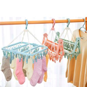 ตากผ้าเหลี่ยม พับได้ เหลี่ยม ตากผ้าเหลี่ยม ห่วงตากผ้าเหลี่ยม พับได้ ที่ตากชุดชั้นใน Socks Hanger with 12/32 clips