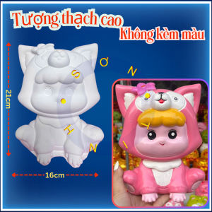 Tượng thạch cao em bé đội mũ cáo Linabell M80 (Không kèm màu) Bé Tô Màu Tô Tượng trò chơi trẻ em