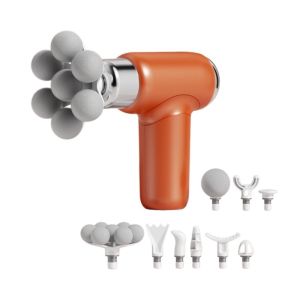 YIYU STUDIO Adjustable 6-speed 7 Balls Muscle Massager 9 Replaceable Heads Compact Size Wireless Vibration Massager Adjustable Speed Handheld Fascia Machine Massager Home Fitness