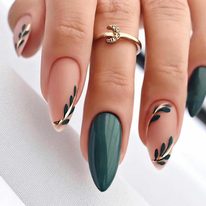 9033%20%20HYPIKAU%20Almond%20French%20Tip%20Press%20on%20Nails%20Glossy%20Finished%20Reusable%20False%20Nails%2024Pcs%20Nail%20Women%20-%20Image%209