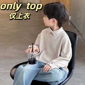 LZ60 Boys Korean Edition Sweater Zhongda Children Knitted Bottom Shirt Warm winter clothing L60Z