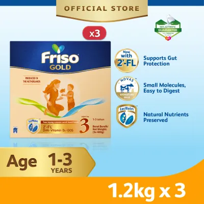 Friso Gold Step 3 Milk Formula 1.2kg x 3 (Total 3.6kg)