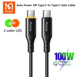Mcdodo Auto Power Off Type-C to Type-C Data Cable PD 5A 100W USB C to Type C Cable For Xiaomi POCO F4 3 Huawei Macbook Pro iPad PD Fast Chargr Phone Cord Smart Charge Data Sync Wire
