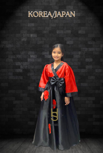 UN KIDS Costume for Girls- KOREA RED BLACK