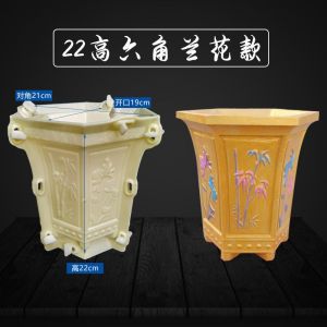 Khuôn Chậu Hoa Xanh Chân Cao Khuôn Chậu Hoa Xi Măng Lục Giác Bằng Thép Nhựa Dày Khuôn Mẫu Nhựa Mới Biệt Thự Sân Vườn