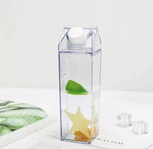 500/1000ML Acrylic Water Clear Transparent Bottle Stylish Milk Carton Shaped Water Bottle Milk and Tea