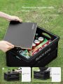 Blackdog PP Folding Storage Box Portable Foldable Multipurpose 23/45L Collapsible Black Storage Container With Wood Table Board Outdoor Camping Equipment. 