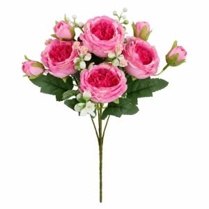 ADAM Cành dài Hoa giả Tự làm đồ thủ công nhân tạo Lụa giả Hoa hồng giả Thanh lịch Cảm giác chân thực Bó hoa mẫu đơn bằng lụa Đám cưới tại nhà Cô dâu