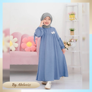 Gamis Anak Perempuan Sakura Poliester Warna Solid untuk Usia 2-12 Tahun