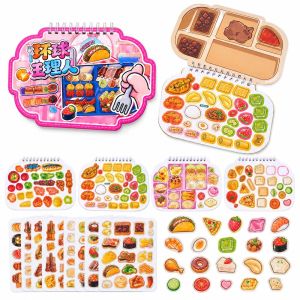 CHUAN Self Adhesive Food Scene Sticker Book Food Pattern Colorful 3D Scene Sticker Set Gifts Cute Style Miniature Food Stickers DIY Scene Sticker Book