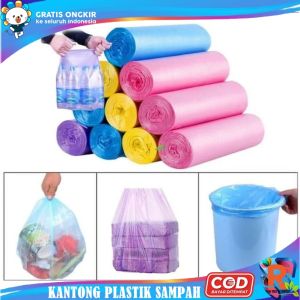 Kantong Plastik Sampah 1 roll isi 20pcs /Kantong Plastik Gulung Besar Jumbo 45cm x 50cm - WARNA RANDOM
