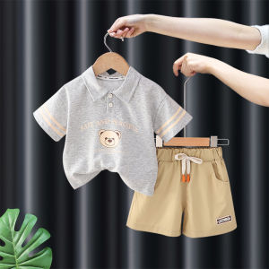 Boys clothing set cotton summer childrens casual polo shirt short-sleeved shorts two-piece set
