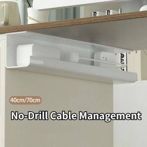 NEXASHOP Space Saving Under Table Cable Organizer Punch-free PVC Cord Management Shelf High Quality Wall-Mounted Cable Management Tray for Home Office
