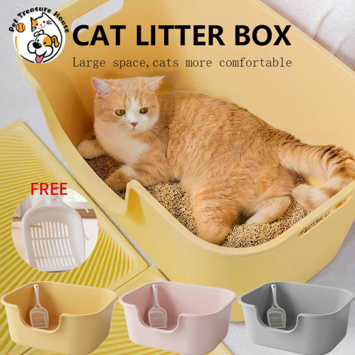 Cat Litter Box Fully Open Maine Splash-proof Semi-closed Cat Toilet ...