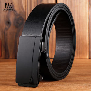 LouisWill Men’s Belt Business Leisure Belt Stylish 120CM Belt Automatic Buckle Belt Second-layer Cowhide Waistband Youth Sports Pant Belt Stylish Simple Nice Waistband Durable Belt