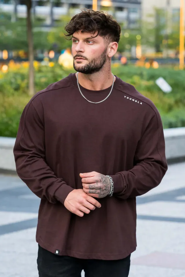 Youngla Spring and Autumn Sports Long-Sleeved T-shirt Men's Slim Fit  Breathable Casual Stretch Cotton Fitness Clothes round Neck Top