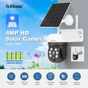 (4MP) Solar Battery CCTV SriHome DH006 2K (2560x1440) WiFi Camera Outdoor Wireless + Solar Panel (100% WIRED FREE)