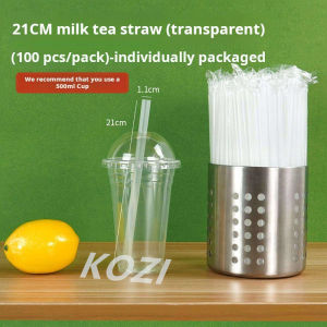 KOZI Boba Straw Sago Straw Black Individually Packed for Milk Tea 100pcs