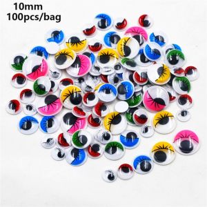 DOWNA 50/100pcs/bag 3D Mắt hoạt động của búp bê Nhựa có lông mi Đôi mắt chuyển động lắc lư Chất lượng cao Làm thủ công Trường mẫu giáo tự làm